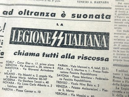 Giornale originale delle Waffen-SS italiane della seconda guerra mondiale