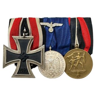 Original WWII German Ordenspange with Iron Cross - 4 years service - Anschluss medal - militaria