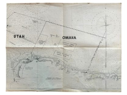 Original WWII US D-Day secret 'Omaha beach' assault plan map with brochure