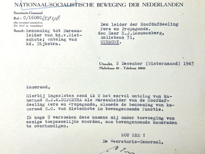 Original WWII Dutch NSB document with Huygen autograph - Image 5