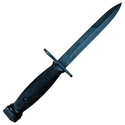 US M7 Colt bayonet from the Vietnam War, manufactured by Colt, featuring a black metal blade and a black plastic handle. Commonly used with the M16 rifle. Authentic military artifact with historical significance.