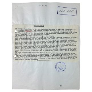 Original WWII Dutch NSB document regarding a resistance action in Appelscha/Zevenwolden