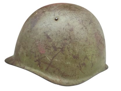 Original WWII Russian/Soviet SSh-39 battle damaged helmet - Image 9