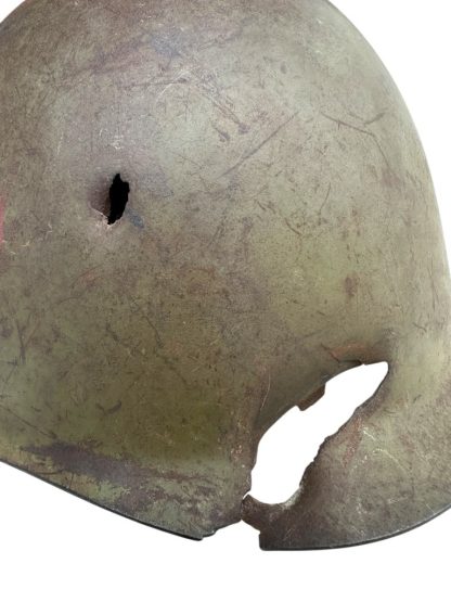 Original WWII Russian/Soviet SSh-39 battle damaged helmet - Image 3