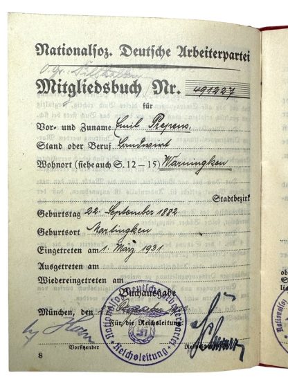 Original 1933 NSDAP Personal-Ausweis booklet - Image 7