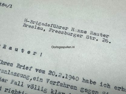 Original WWII German SS Document signed by Reinhard Heydrich and addressed to Hanns Albin Rauter