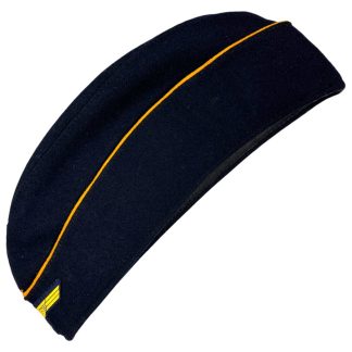 Kriegsmarine female overseas cap – WWII German Navy women's side cap with yellow piping and insignia, authentic military headgear.