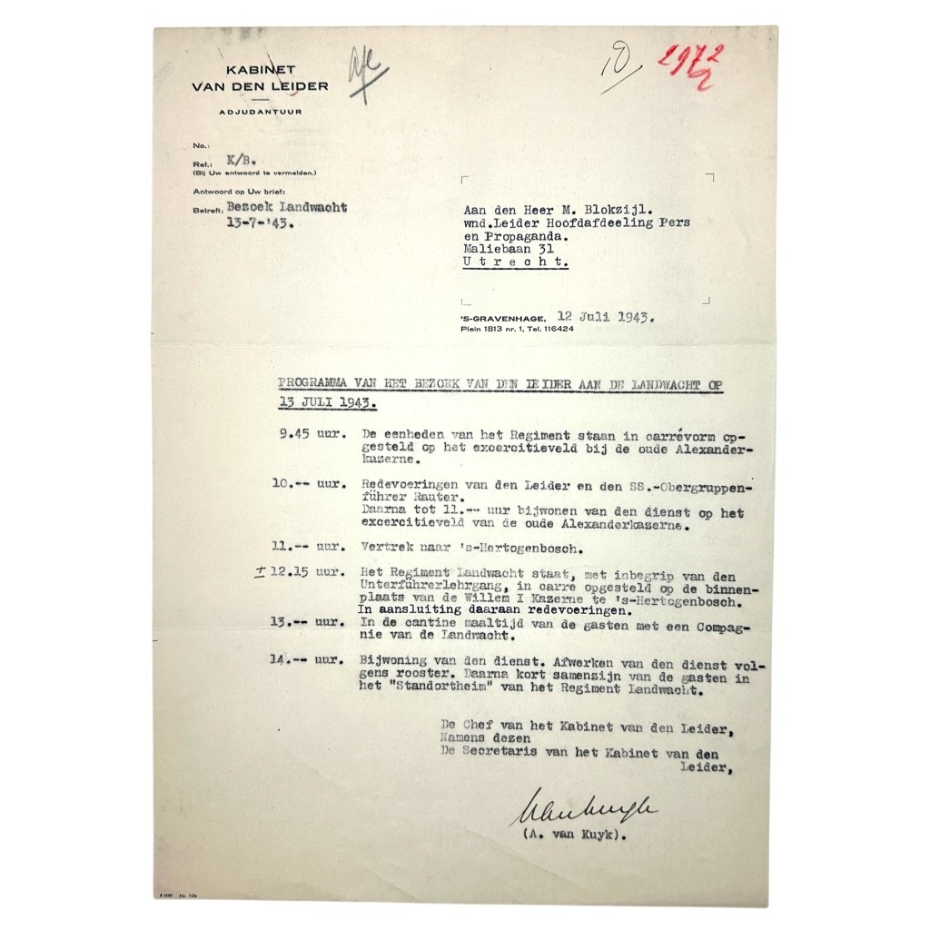 Original WWII Dutch NSB/Landwacht Nederland document 'S-Hertogenbosch 1944