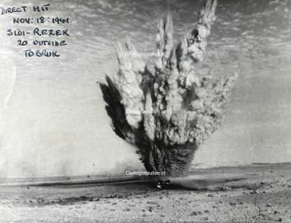 Original WWII British photo of a direct hit near Tobruk in 1941