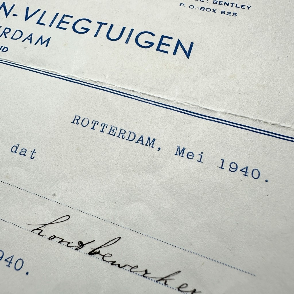 Original May 1940 Dutch document Koolhoven-Vliegtuigen Rotterdam - Image 3