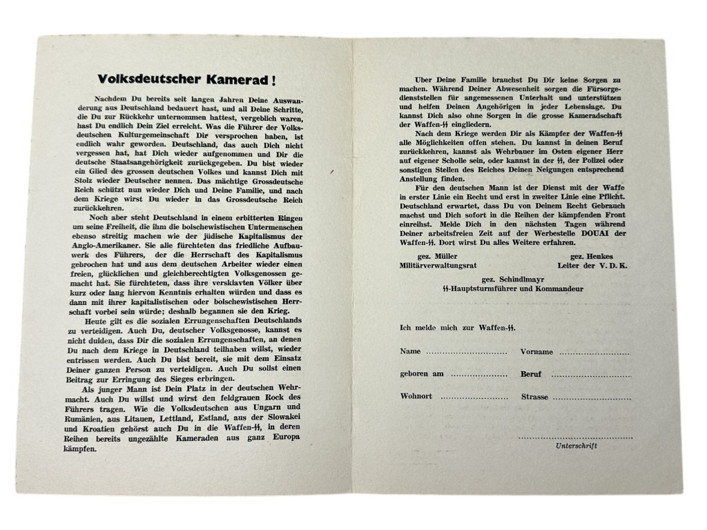 Original WWII German Waffen-SS volunteer flyer 'Dich ruft die SS' - Image 3