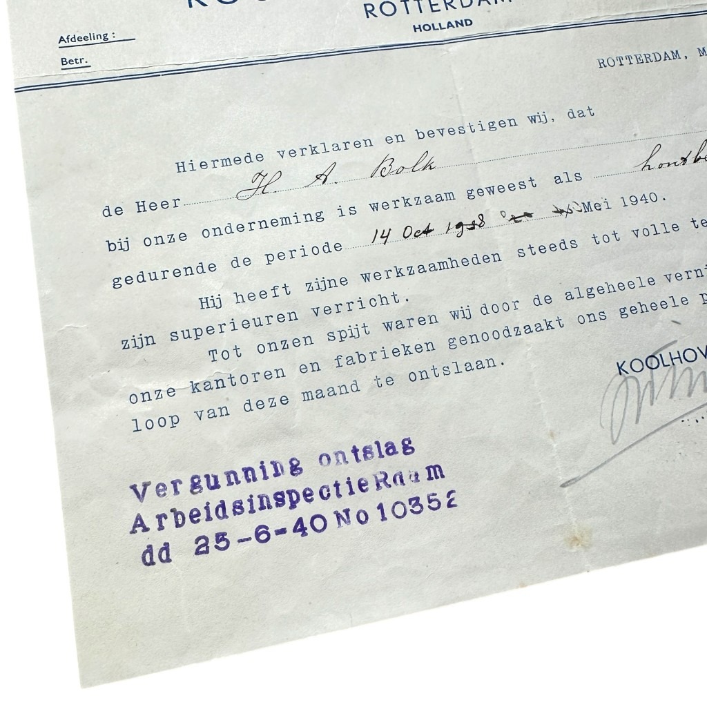 Original May 1940 Dutch document Koolhoven-Vliegtuigen Rotterdam - Image 5