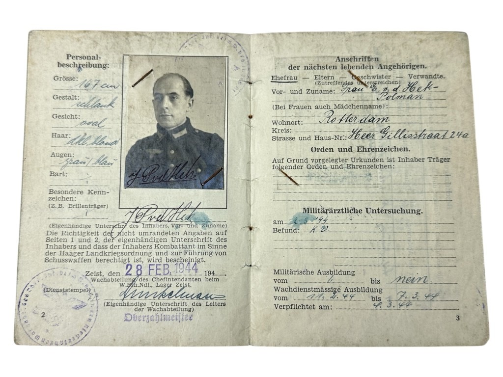 Original WWII German Personalausweisbuch Wachabteilung Niederlande - Zeist & Rotterdam - Image 5