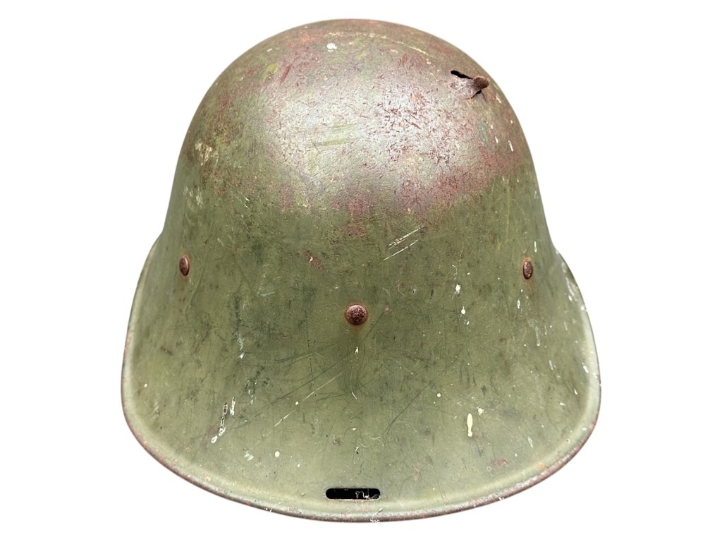 Original WWII Dutch Red Cross helmet with bullet holes - Image 8