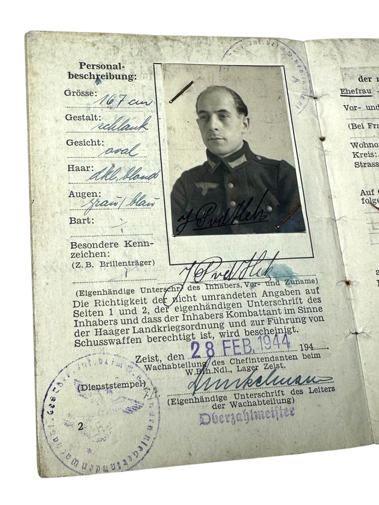 Original WWII German Personalausweisbuch Wachabteilung Niederlande - Zeist & Rotterdam - Image 6