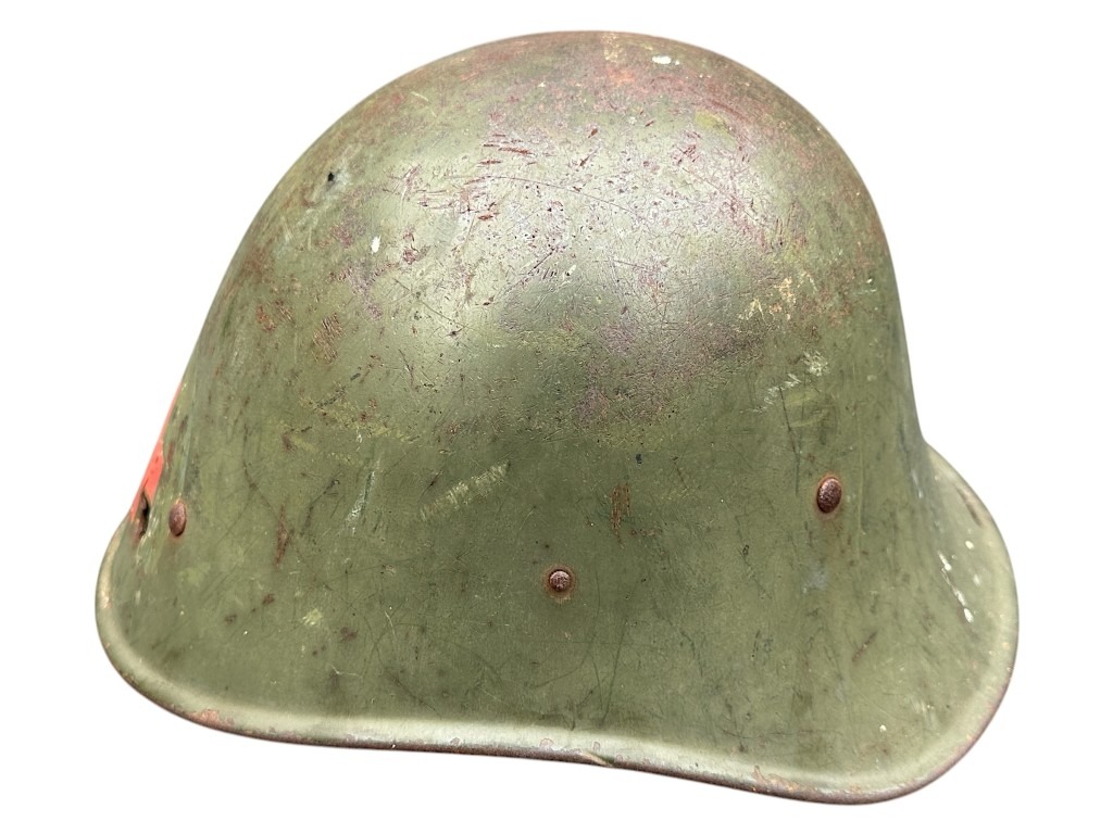 Original WWII Dutch Red Cross helmet with bullet holes - Image 9
