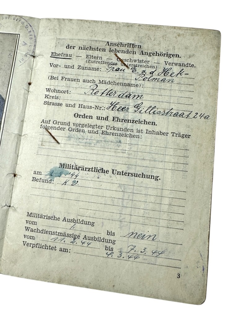 Original WWII German Personalausweisbuch Wachabteilung Niederlande - Zeist & Rotterdam - Image 8