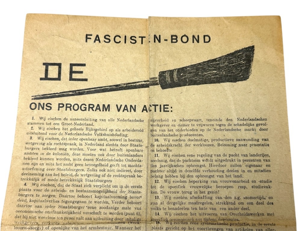 Original early fascists Dutch 'De Bezem' flyer - Image 2