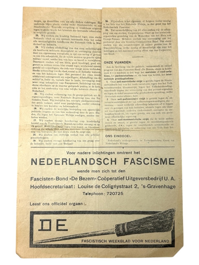 Original early fascists Dutch 'De Bezem' flyer - Image 4