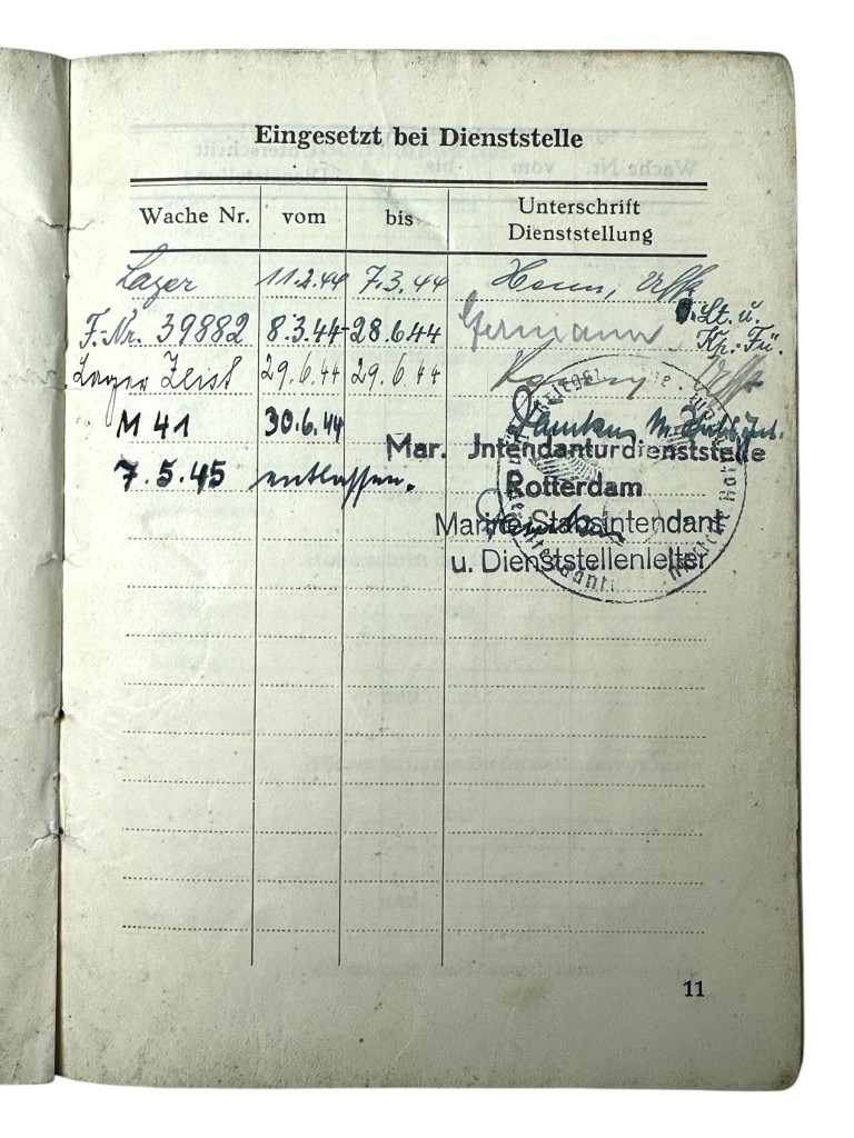 Original WWII German Personalausweisbuch Wachabteilung Niederlande - Zeist & Rotterdam - Image 11
