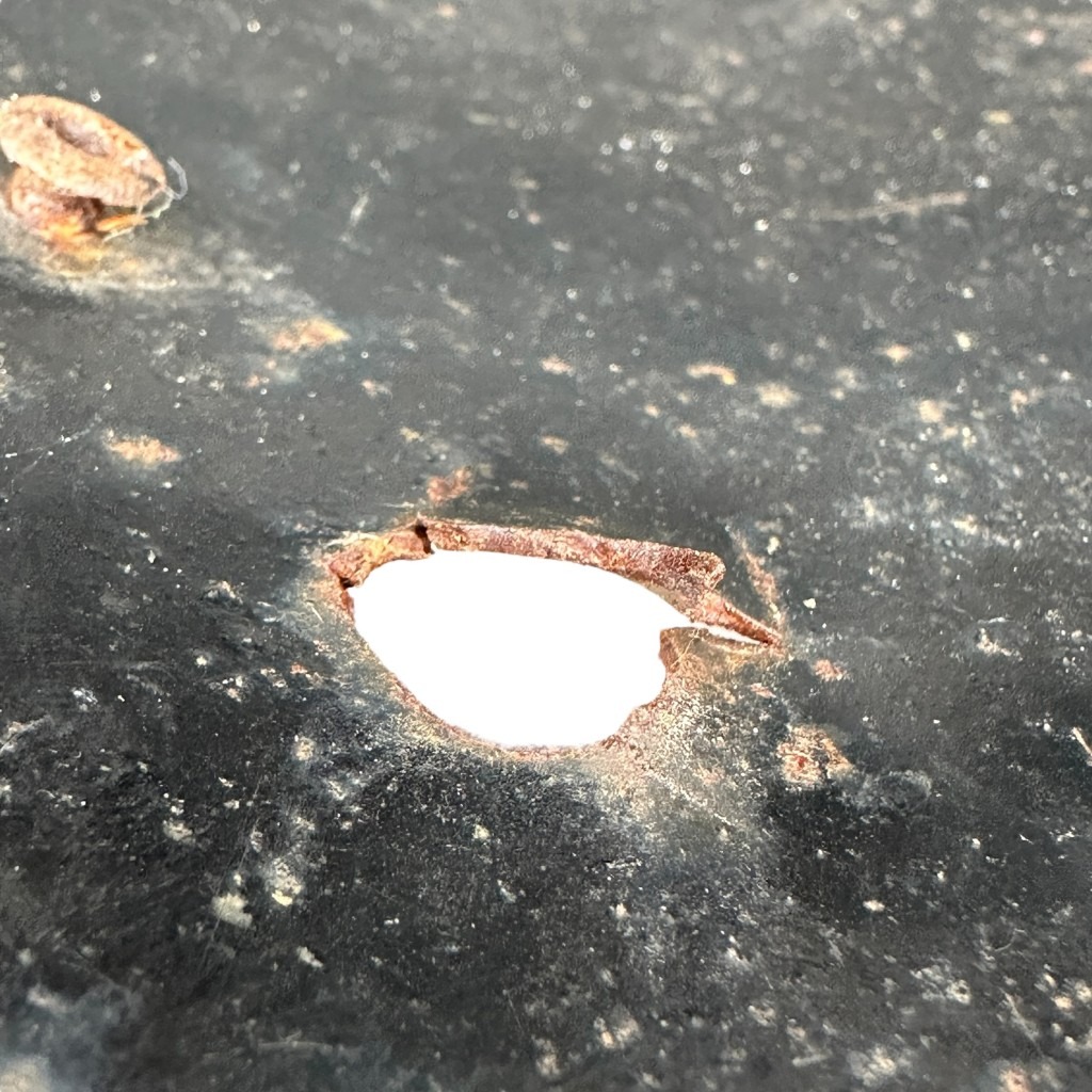 Original WWII Dutch Red Cross helmet with bullet holes - Image 12