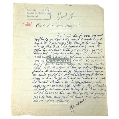 Original WWII Dutch Anti-NSB letter from the possession of Anton ...