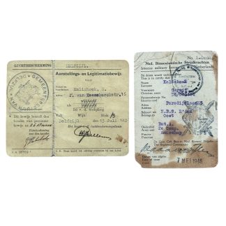 Original WWII Dutch ID cards Delfzijl/Rotterdam LB/NBS