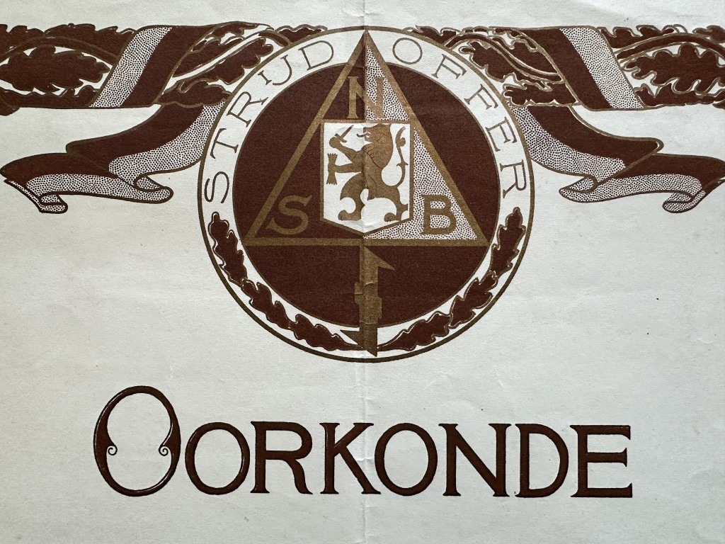 Original WWII Dutch NSB 'Strijd en Offer' certificate