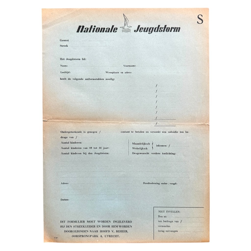 Original WWII Dutch Jeugdstorm form