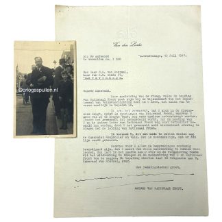 Original WWII Dutch Nationaal Front letter and photo Arnold Meijer