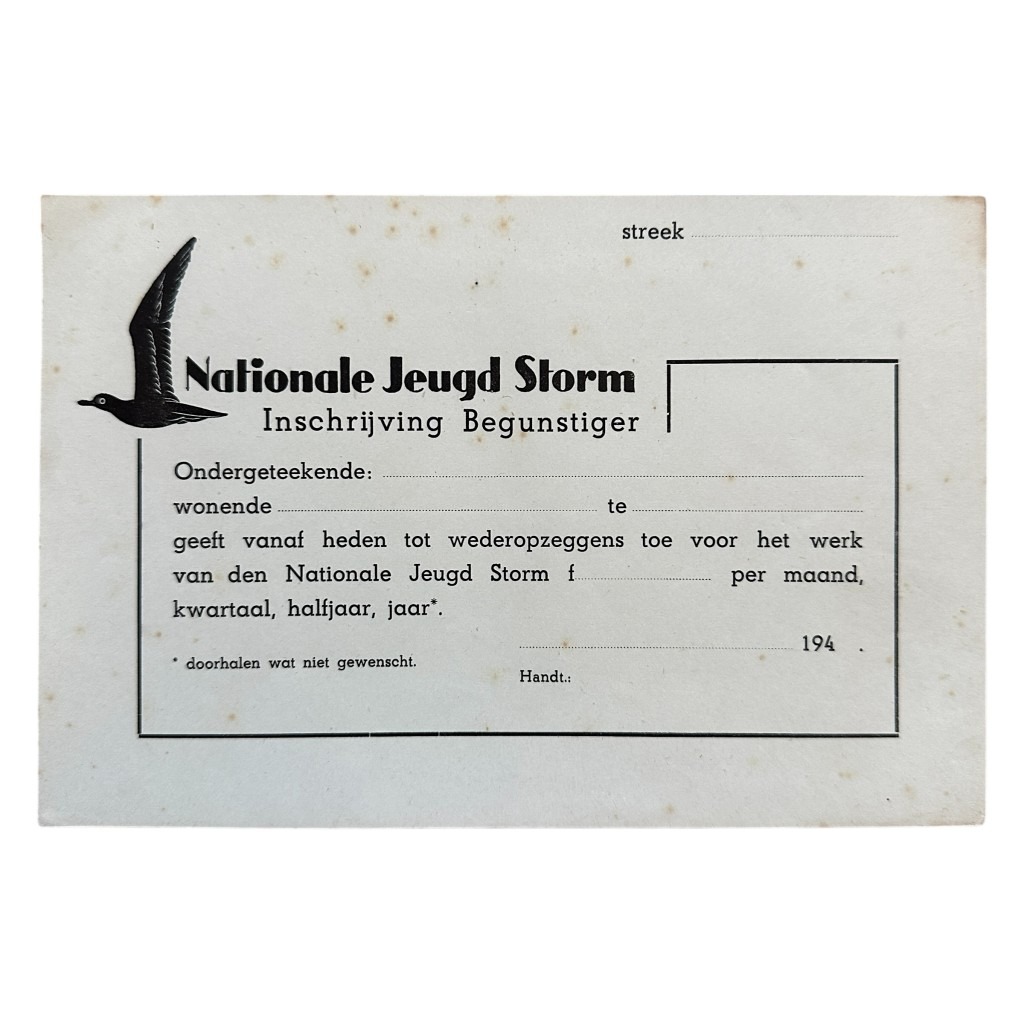 Original WWII Dutch Nationale Jeugdstorm document