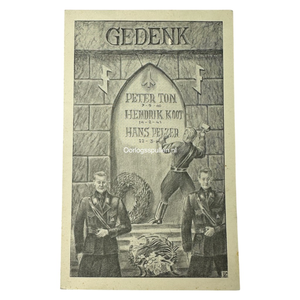 Original WWII Dutch NSB postcard regarding Peter Ton, Hendrik Koot and Hans Pelzer