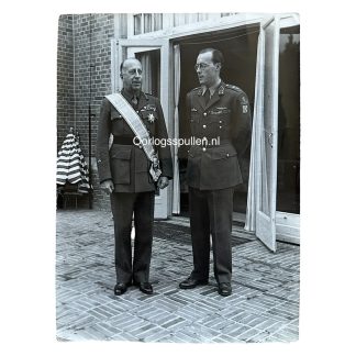 Original WWII Dutch photo of Bernhard and Canadian General Crerar in Apeldoorn