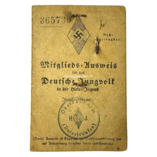 Original WWII German Hitlerjugend/DJ Mitgliedsausweis