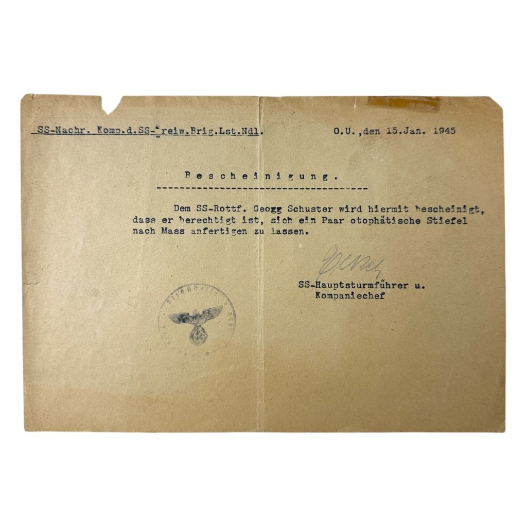Original WWII SS-Freiwilligen-Grenadier-Division "Landstorm Nederland" document