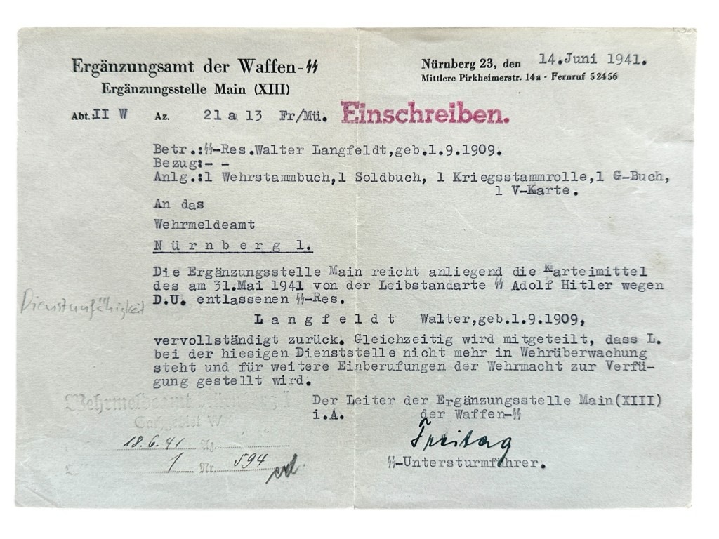 Original WWII German 'Leibstandarte SS Adolf Hitler' documents - Image 2
