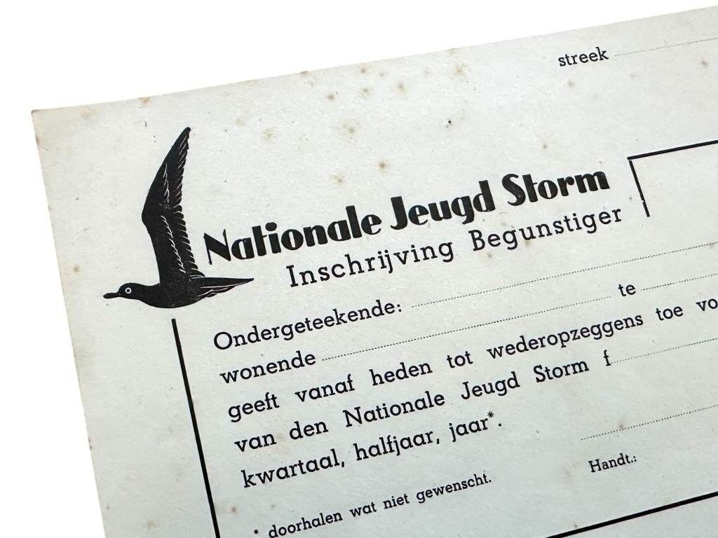 Original WWII Dutch Nationale Jeugdstorm document - Image 2