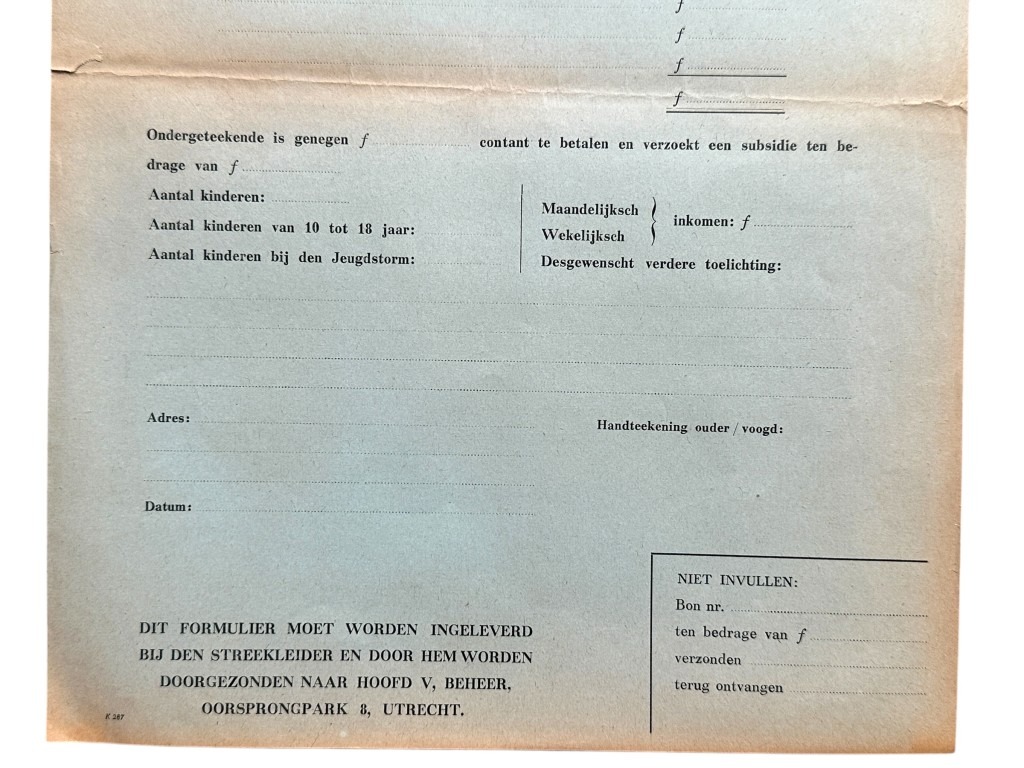 Original WWII Dutch Jeugdstorm form - Image 3