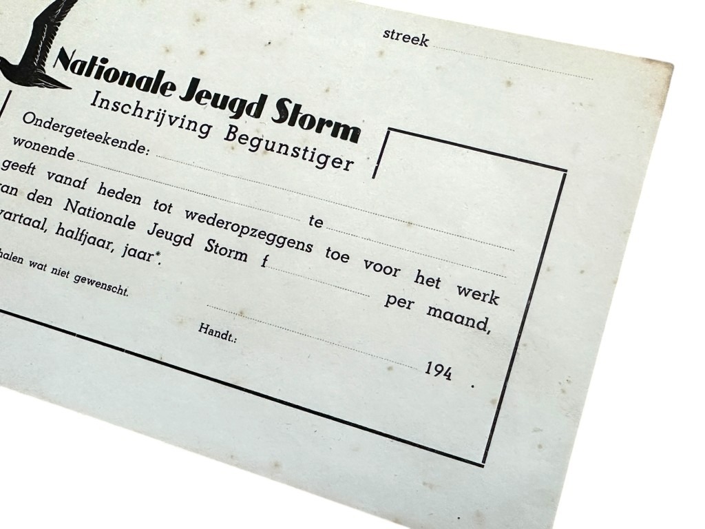 Original WWII Dutch Nationale Jeugdstorm document - Image 3