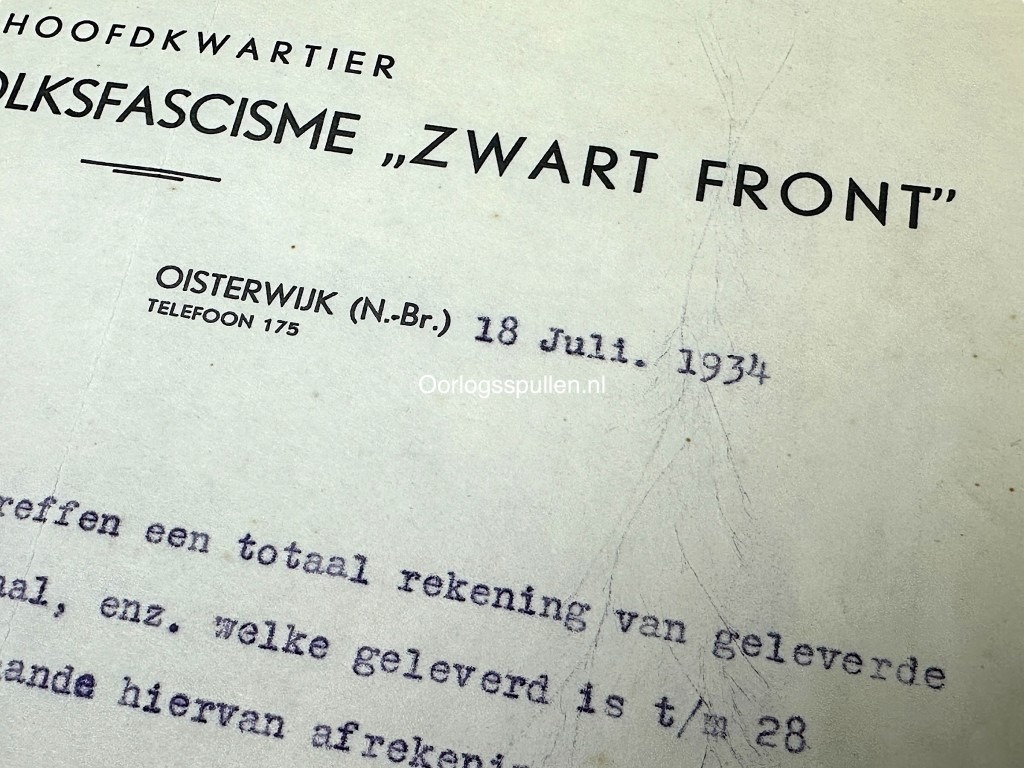 Original WWII Dutch Zwart Front Arnold Meijer letter from Oisterwijk