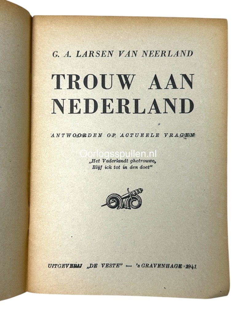 Original WWII Dutch Zwart Front brochure - Trouw aan Nederland