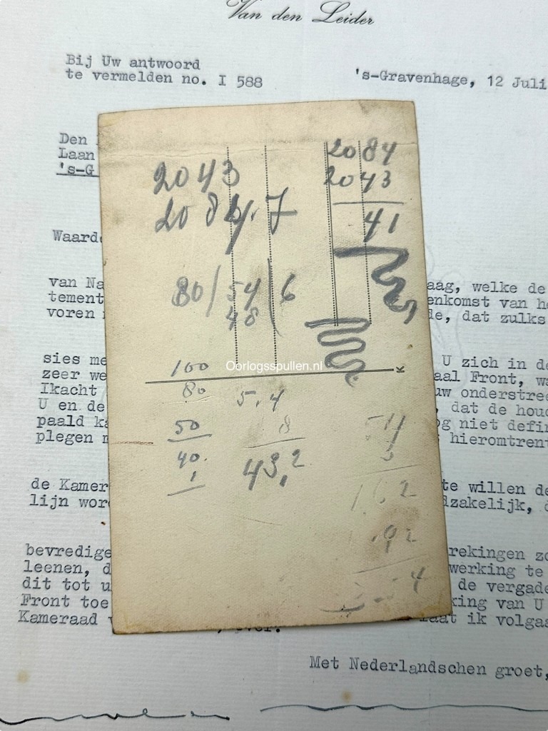 Original WWII Dutch Nationaal Front letter and photo Arnold Meijer - Image 7