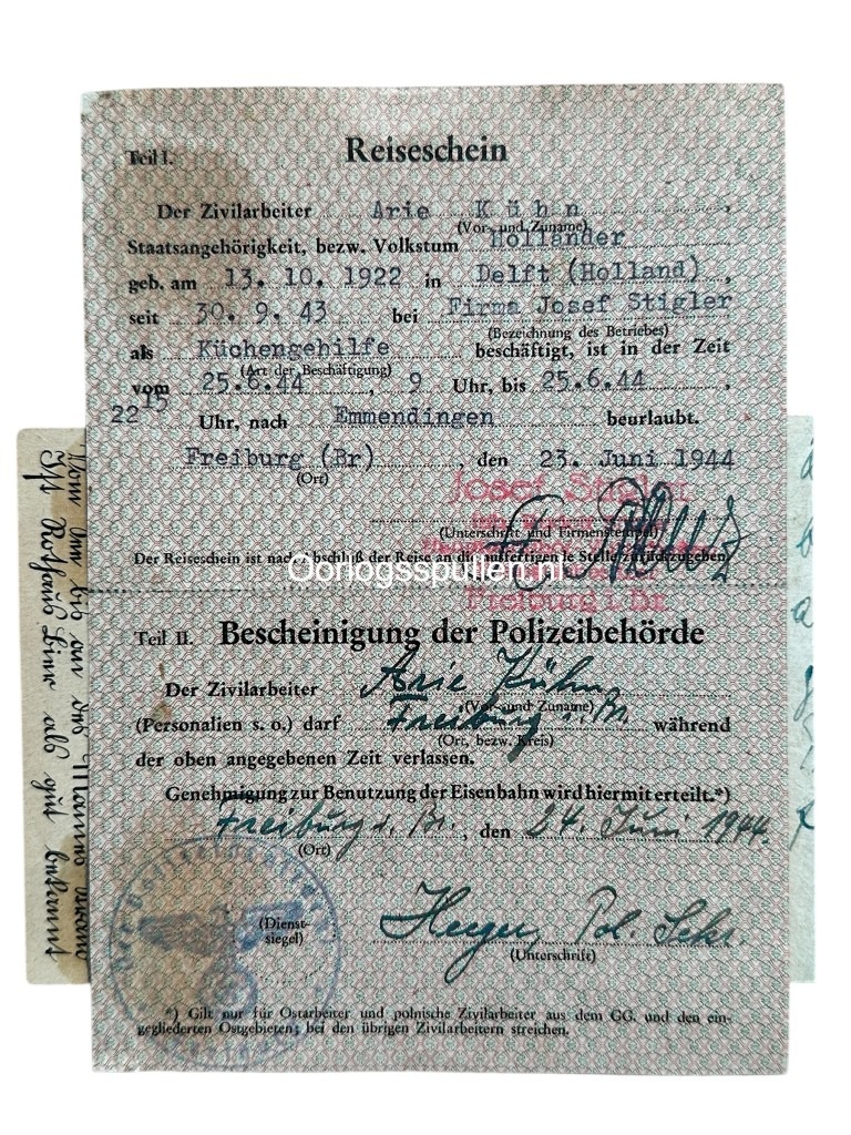 Original WWII Dutch large 'Arbeitseinsatz' grouping Delft / Freiburg - Image 9