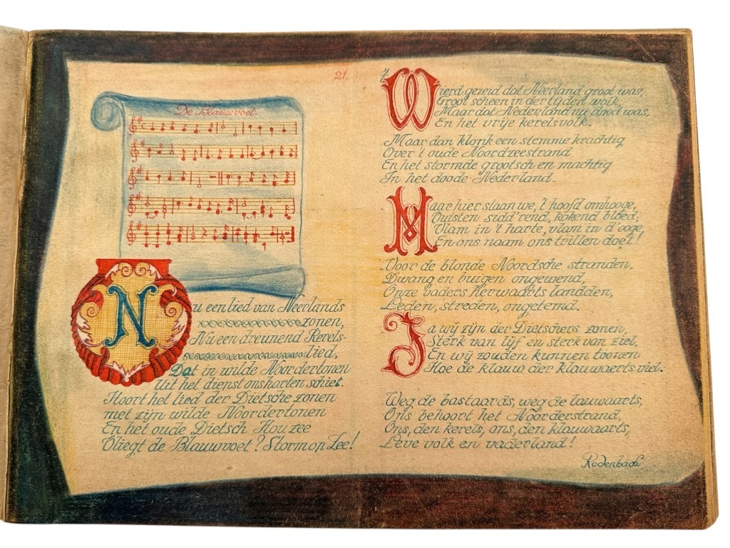 Original 1945 Dutch Waffen-SS volunteer POW camp Harskamp hand drawn songbook - Image 14