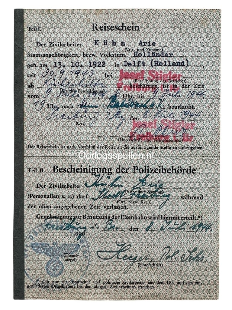 Original WWII Dutch large 'Arbeitseinsatz' grouping Delft / Freiburg - Image 24