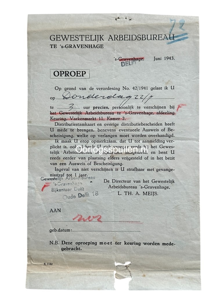 Original WWII Dutch large 'Arbeitseinsatz' grouping Delft / Freiburg - Image 27