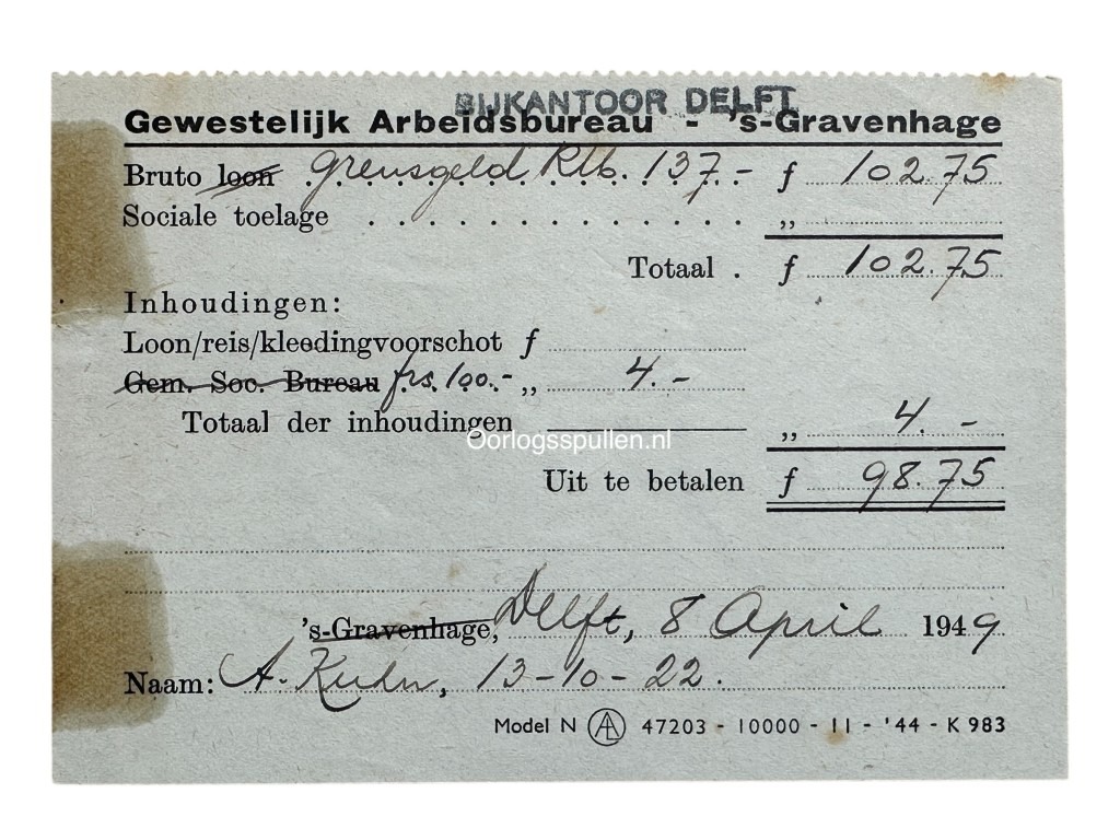 Original WWII Dutch large 'Arbeitseinsatz' grouping Delft / Freiburg - Image 29