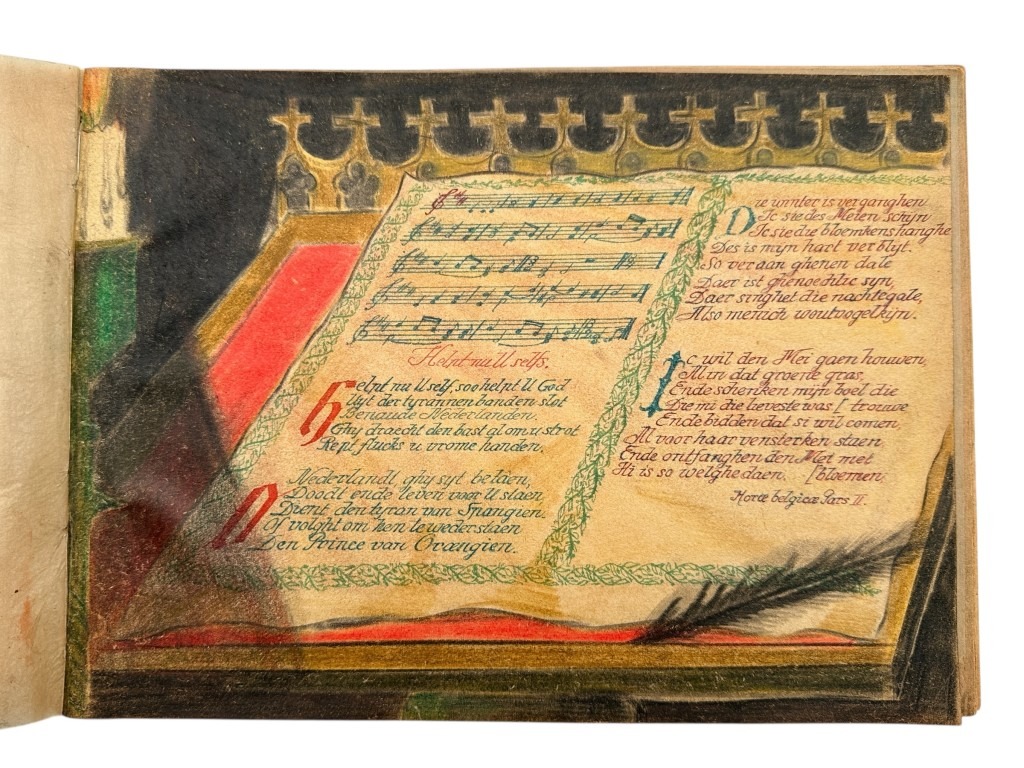 Original 1945 Dutch Waffen-SS volunteer POW camp Harskamp hand drawn songbook - Image 26