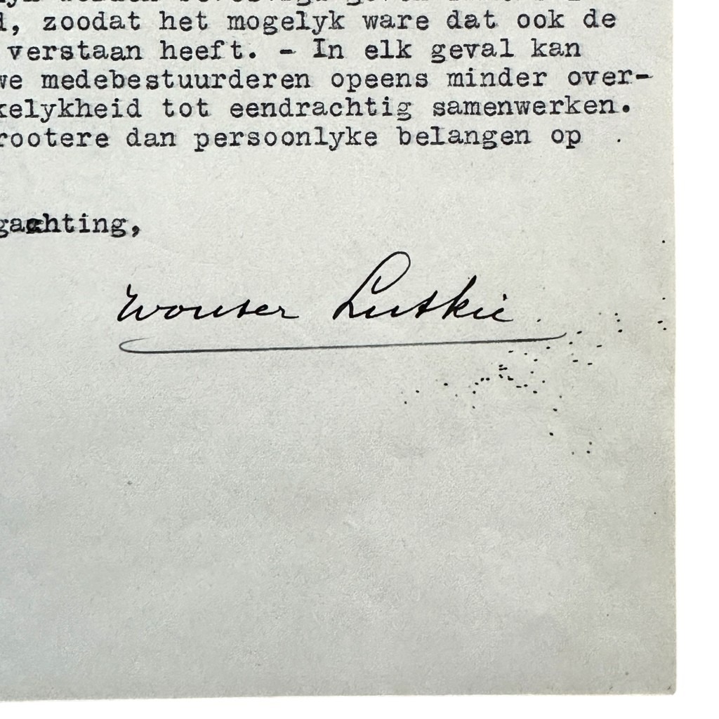 Original early Dutch fascists letter from Wouter Lutkie (Hand-signed)