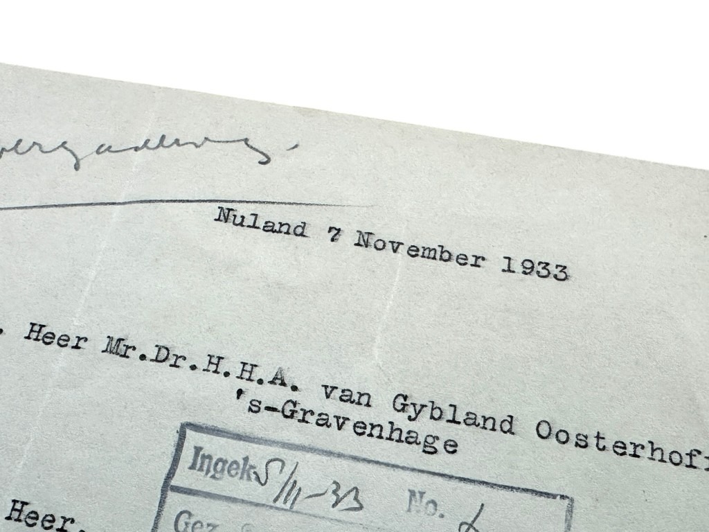 Original early Dutch fascists letter from Wouter Lutkie (Hand-signed) Nuland